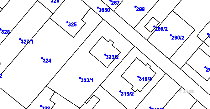 Parcela st. 323/2 v KÚ Ludgeřovice, Katastrální mapa