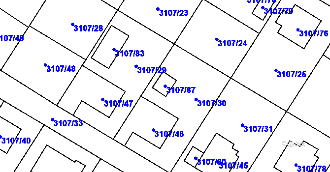 Parcela st. 3107/87 v KÚ Ludgeřovice, Katastrální mapa