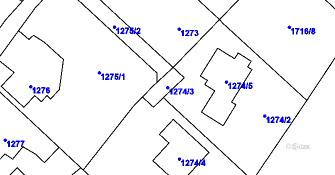 Parcela st. 1274/3 v KÚ Ludgeřovice, Katastrální mapa