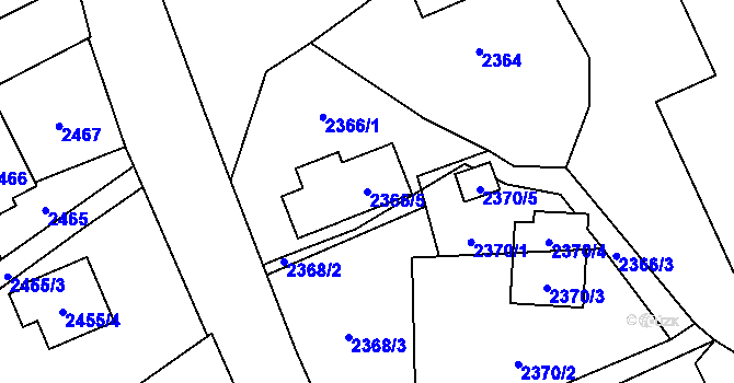 Parcela st. 2366/5 v KÚ Ludgeřovice, Katastrální mapa