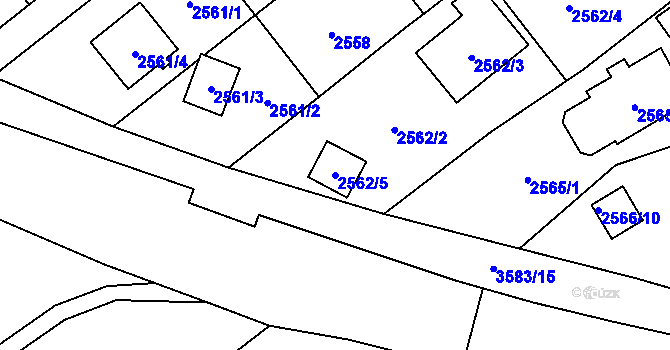 Parcela st. 2562/5 v KÚ Ludgeřovice, Katastrální mapa