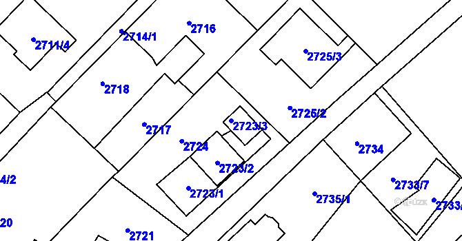 Parcela st. 2723/3 v KÚ Ludgeřovice, Katastrální mapa