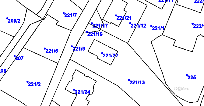 Parcela st. 221/22 v KÚ Ludgeřovice, Katastrální mapa