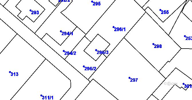 Parcela st. 296/3 v KÚ Ludgeřovice, Katastrální mapa