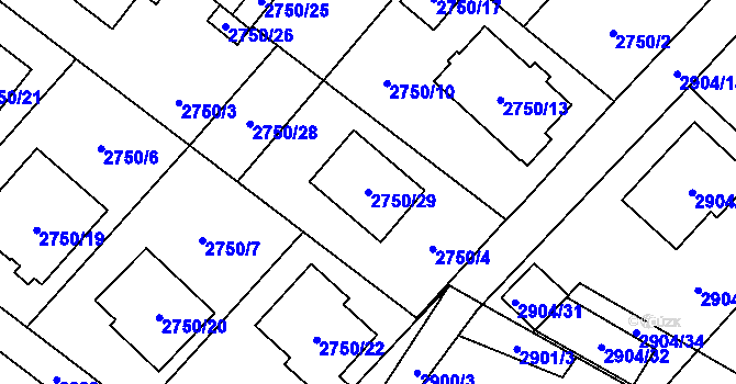 Parcela st. 2750/29 v KÚ Ludgeřovice, Katastrální mapa