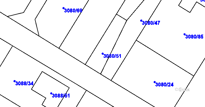 Parcela st. 3080/51 v KÚ Ludgeřovice, Katastrální mapa