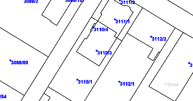 Parcela st. 3110/3 v KÚ Ludgeřovice, Katastrální mapa