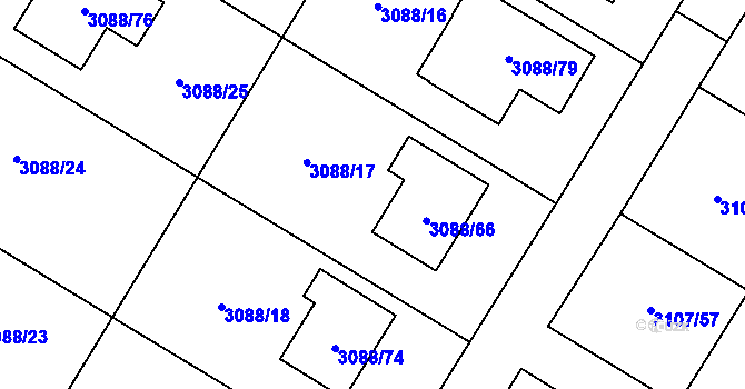 Parcela st. 3088/17 v KÚ Ludgeřovice, Katastrální mapa
