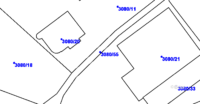 Parcela st. 3080/55 v KÚ Ludgeřovice, Katastrální mapa