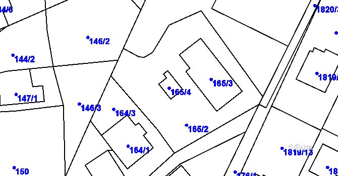 Parcela st. 165/4 v KÚ Ludgeřovice, Katastrální mapa