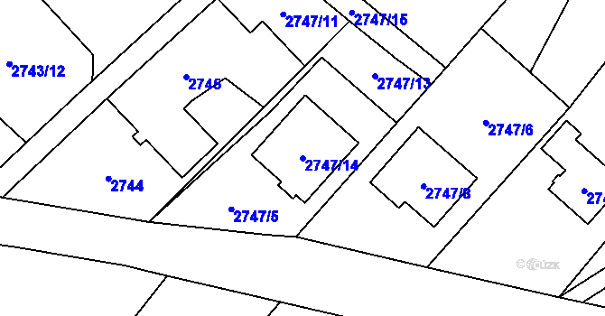 Parcela st. 2747/14 v KÚ Ludgeřovice, Katastrální mapa