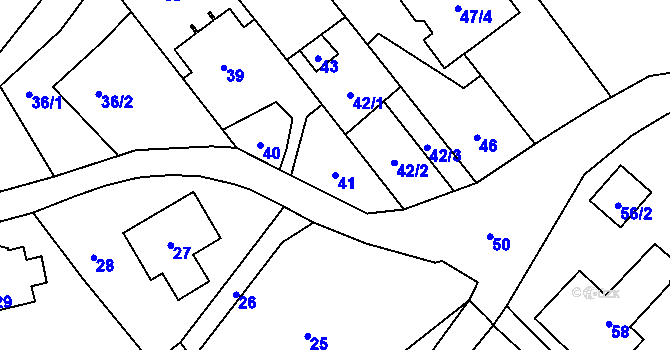 Parcela st. 41 v KÚ Ludgeřovice, Katastrální mapa