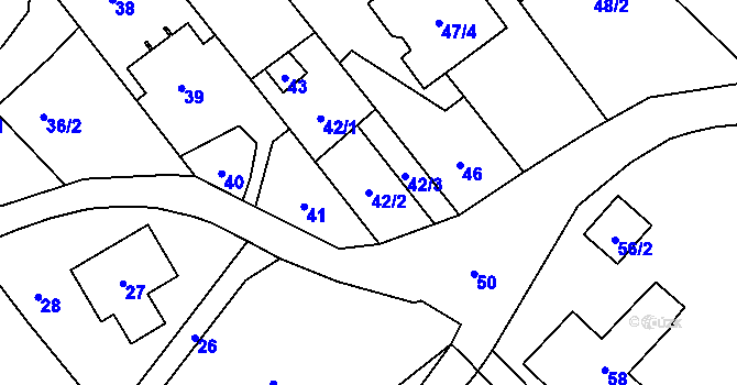 Parcela st. 42/2 v KÚ Ludgeřovice, Katastrální mapa