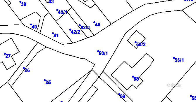Parcela st. 50 v KÚ Ludgeřovice, Katastrální mapa