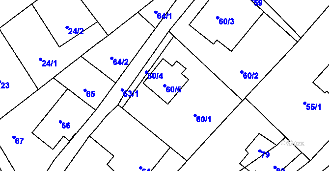 Parcela st. 60/5 v KÚ Ludgeřovice, Katastrální mapa