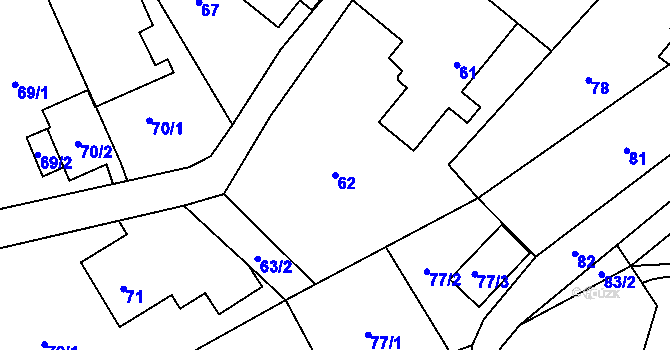 Parcela st. 62 v KÚ Ludgeřovice, Katastrální mapa