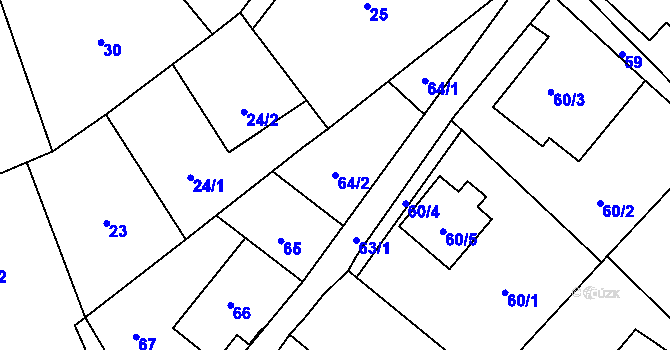 Parcela st. 64/2 v KÚ Ludgeřovice, Katastrální mapa