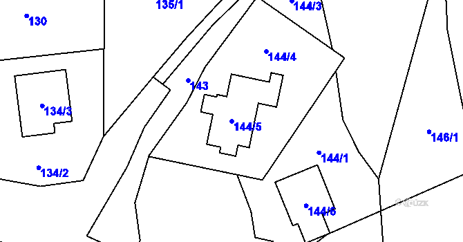 Parcela st. 144/5 v KÚ Ludgeřovice, Katastrální mapa