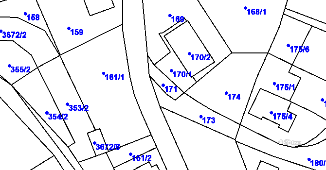 Parcela st. 171 v KÚ Ludgeřovice, Katastrální mapa