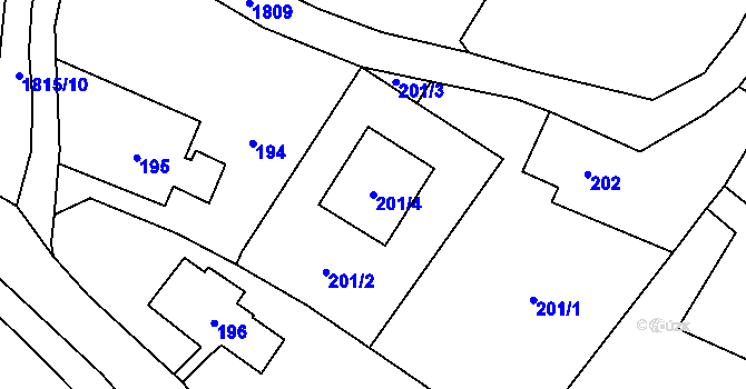 Parcela st. 201/4 v KÚ Ludgeřovice, Katastrální mapa