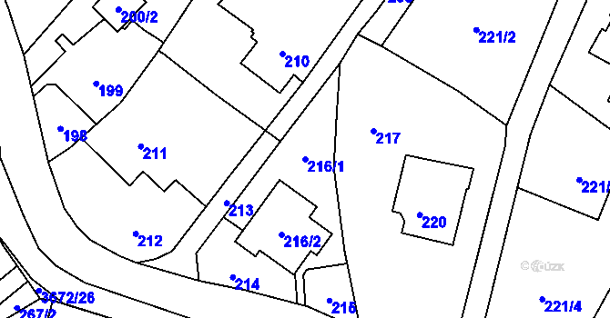 Parcela st. 216/1 v KÚ Ludgeřovice, Katastrální mapa