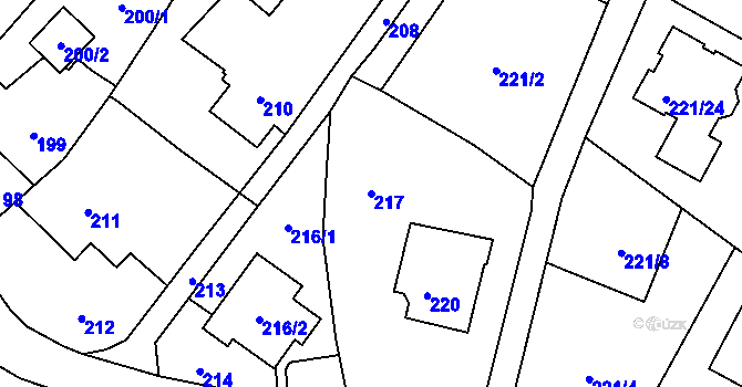 Parcela st. 217 v KÚ Ludgeřovice, Katastrální mapa
