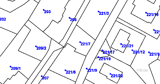 Parcela st. 221/7 v KÚ Ludgeřovice, Katastrální mapa
