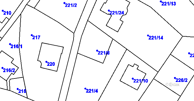 Parcela st. 221/8 v KÚ Ludgeřovice, Katastrální mapa