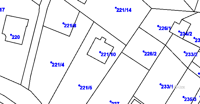 Parcela st. 221/10 v KÚ Ludgeřovice, Katastrální mapa