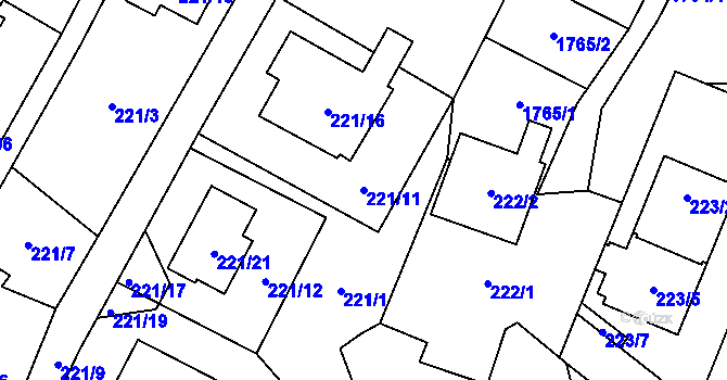 Parcela st. 221/11 v KÚ Ludgeřovice, Katastrální mapa