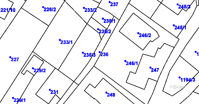 Parcela st. 236 v KÚ Ludgeřovice, Katastrální mapa