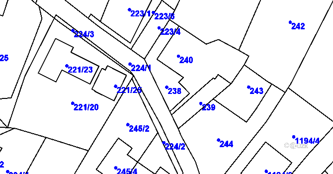 Parcela st. 238 v KÚ Ludgeřovice, Katastrální mapa