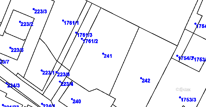 Parcela st. 241 v KÚ Ludgeřovice, Katastrální mapa