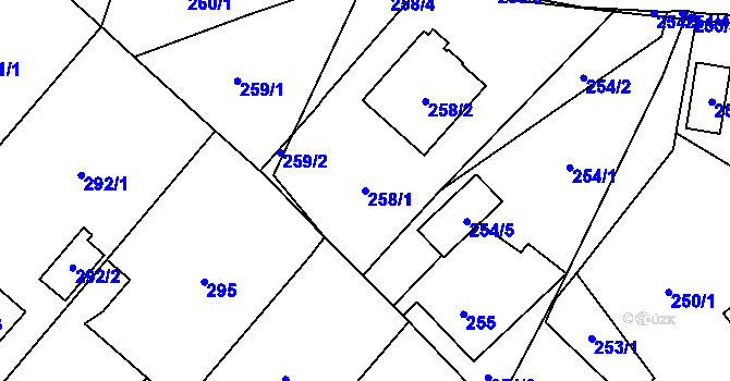 Parcela st. 258/1 v KÚ Ludgeřovice, Katastrální mapa