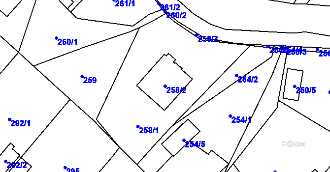 Parcela st. 258/2 v KÚ Ludgeřovice, Katastrální mapa