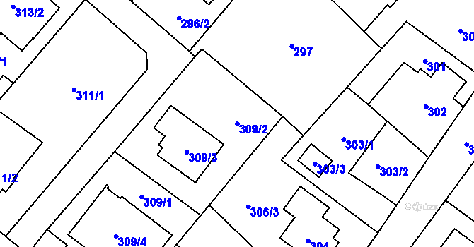 Parcela st. 309/2 v KÚ Ludgeřovice, Katastrální mapa
