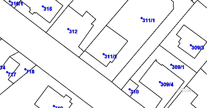 Parcela st. 311/2 v KÚ Ludgeřovice, Katastrální mapa