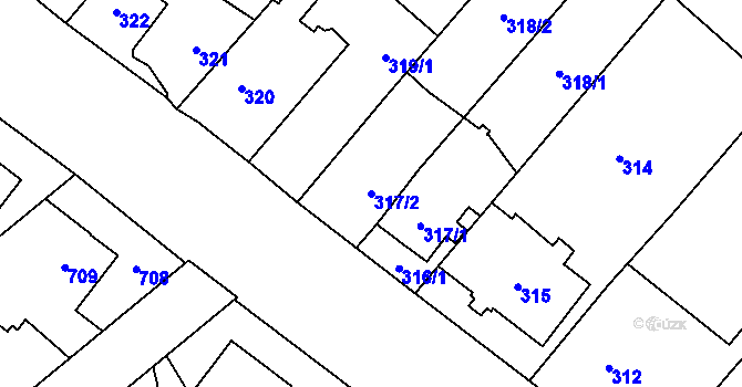 Parcela st. 317/2 v KÚ Ludgeřovice, Katastrální mapa