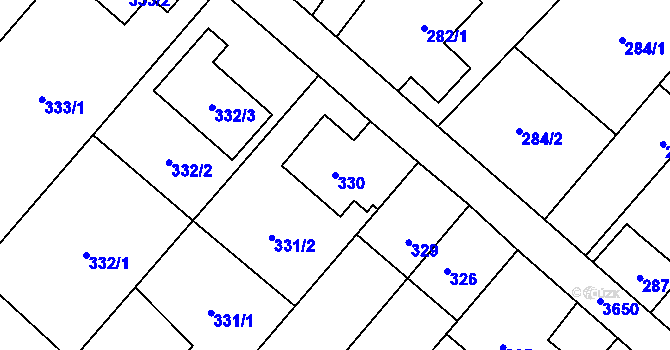 Parcela st. 330 v KÚ Ludgeřovice, Katastrální mapa