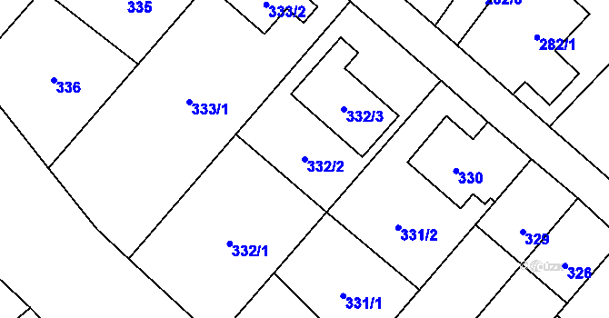 Parcela st. 332/2 v KÚ Ludgeřovice, Katastrální mapa
