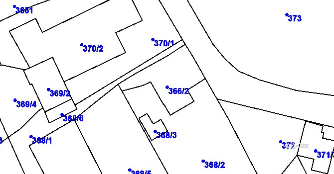 Parcela st. 366/2 v KÚ Ludgeřovice, Katastrální mapa