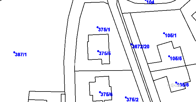 Parcela st. 375/5 v KÚ Ludgeřovice, Katastrální mapa