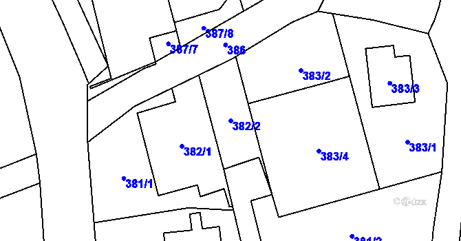 Parcela st. 382/2 v KÚ Ludgeřovice, Katastrální mapa