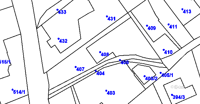 Parcela st. 408 v KÚ Ludgeřovice, Katastrální mapa