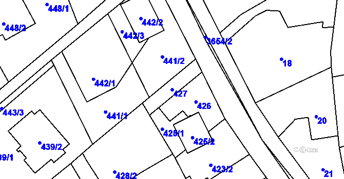 Parcela st. 427 v KÚ Ludgeřovice, Katastrální mapa