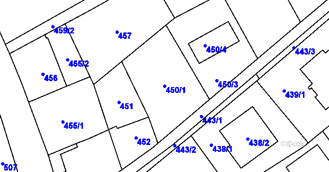 Parcela st. 450/1 v KÚ Ludgeřovice, Katastrální mapa