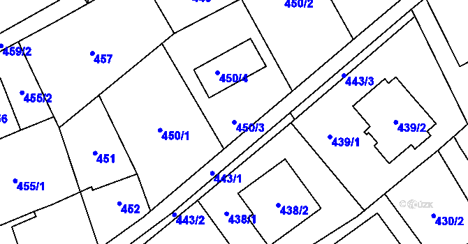 Parcela st. 450/3 v KÚ Ludgeřovice, Katastrální mapa