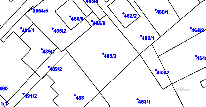 Parcela st. 485/3 v KÚ Ludgeřovice, Katastrální mapa