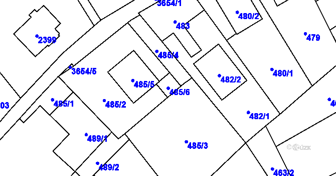 Parcela st. 485/6 v KÚ Ludgeřovice, Katastrální mapa