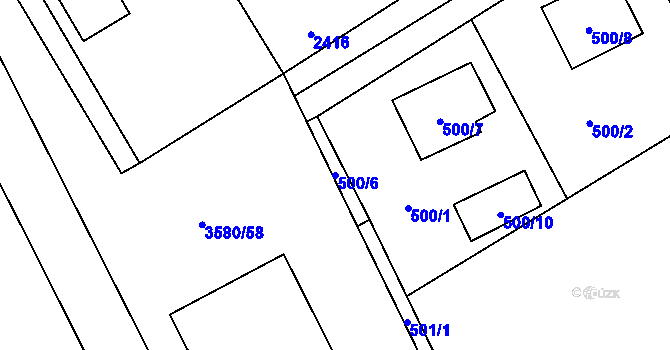 Parcela st. 500/6 v KÚ Ludgeřovice, Katastrální mapa